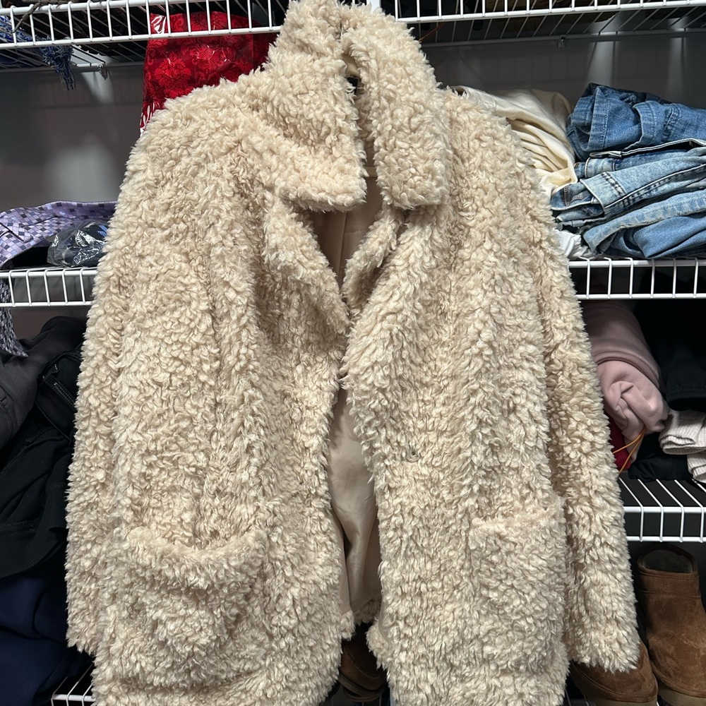 Elegant Cream Teddy Jacket for Women
